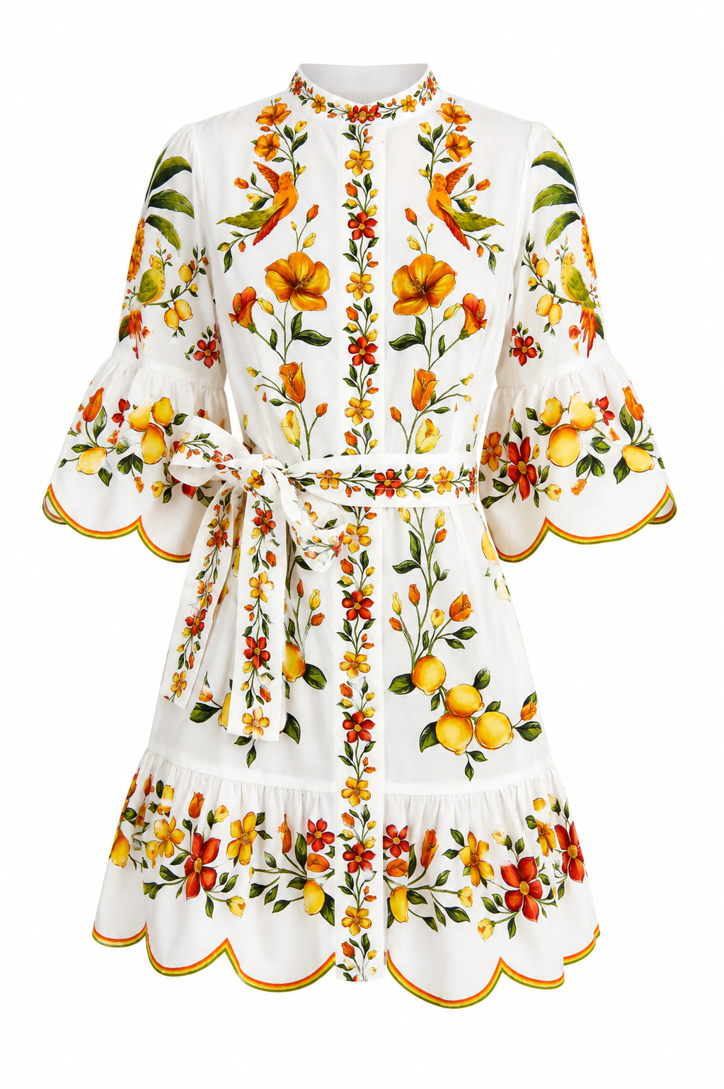 Lemon Bouquet Off White Mini Dress