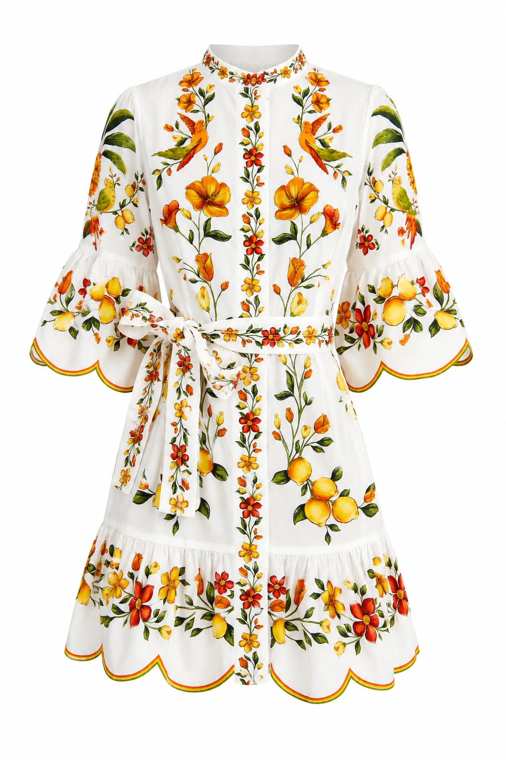 Lemon Bouquet Off White Mini Dress