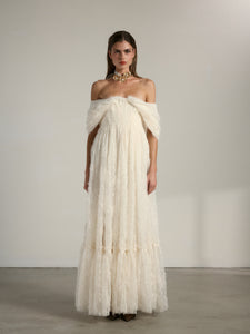 The Leon Gown in Eggshell Fuzzy Lace