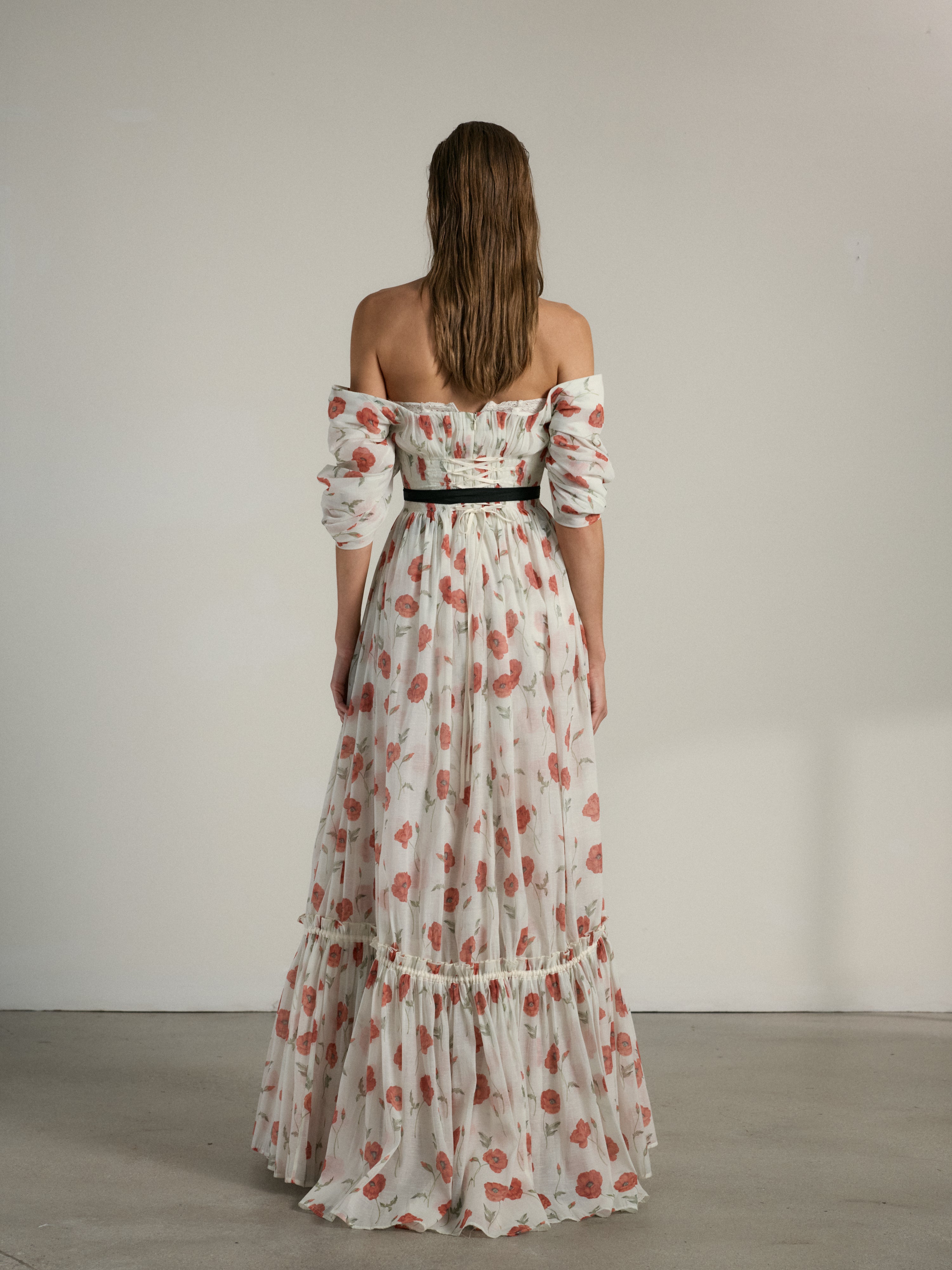 The Leon Gown in Red Poppy Print