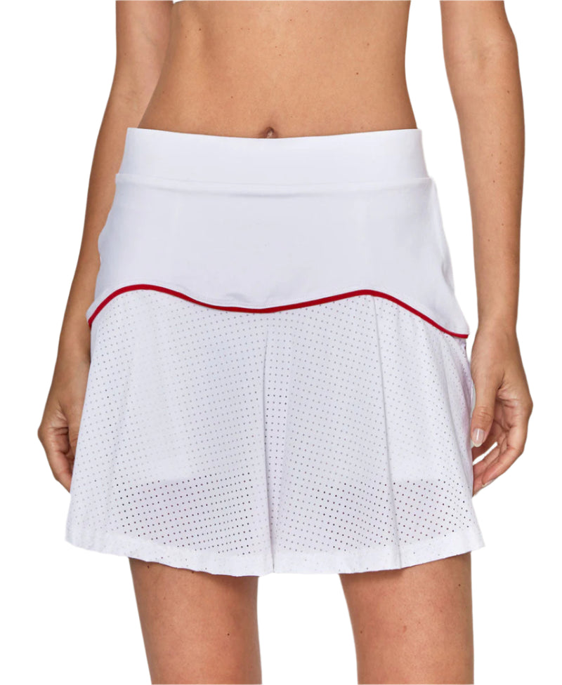 Performance Team Skort in White with Red Trim