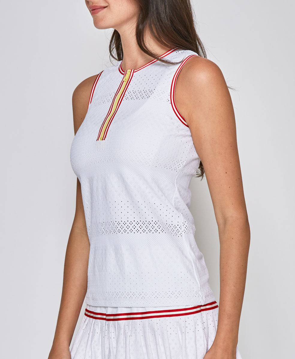 Zip Front Tank in White
