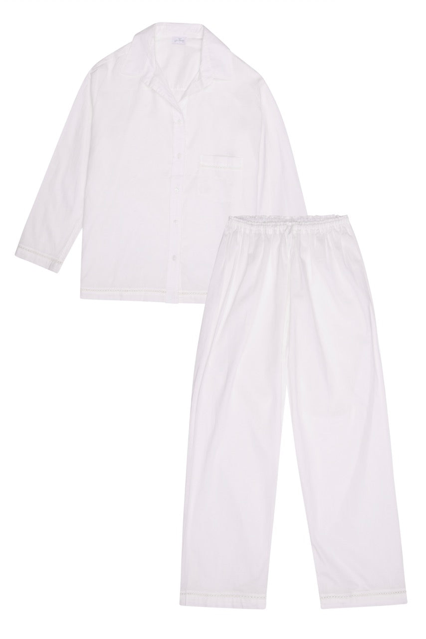 Classic Style Pajama Set in White