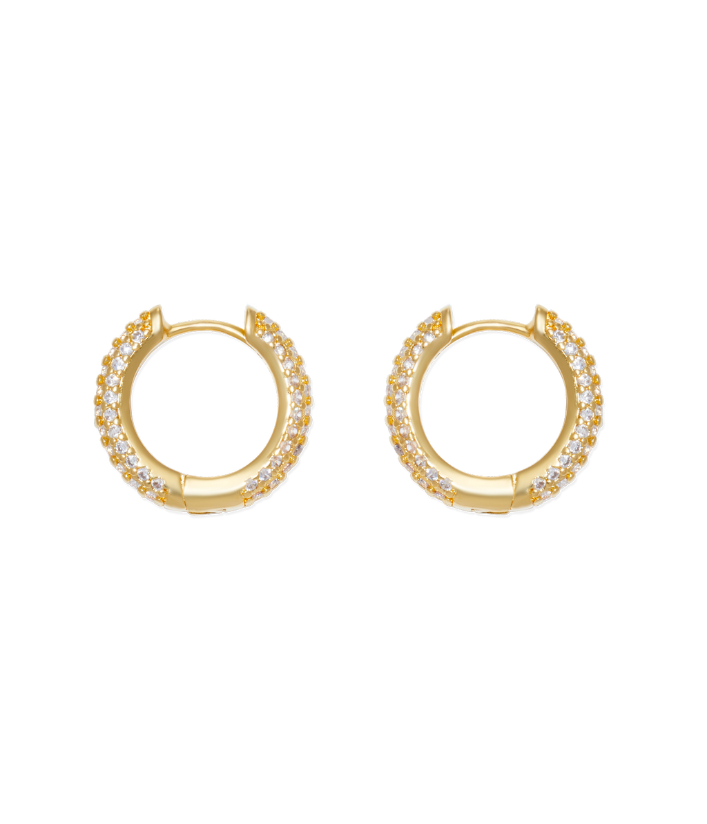 Pavé Huggie Hoops in Gold - Loren Hope