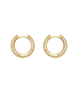 Pavé Huggie Hoops in Gold - Loren Hope