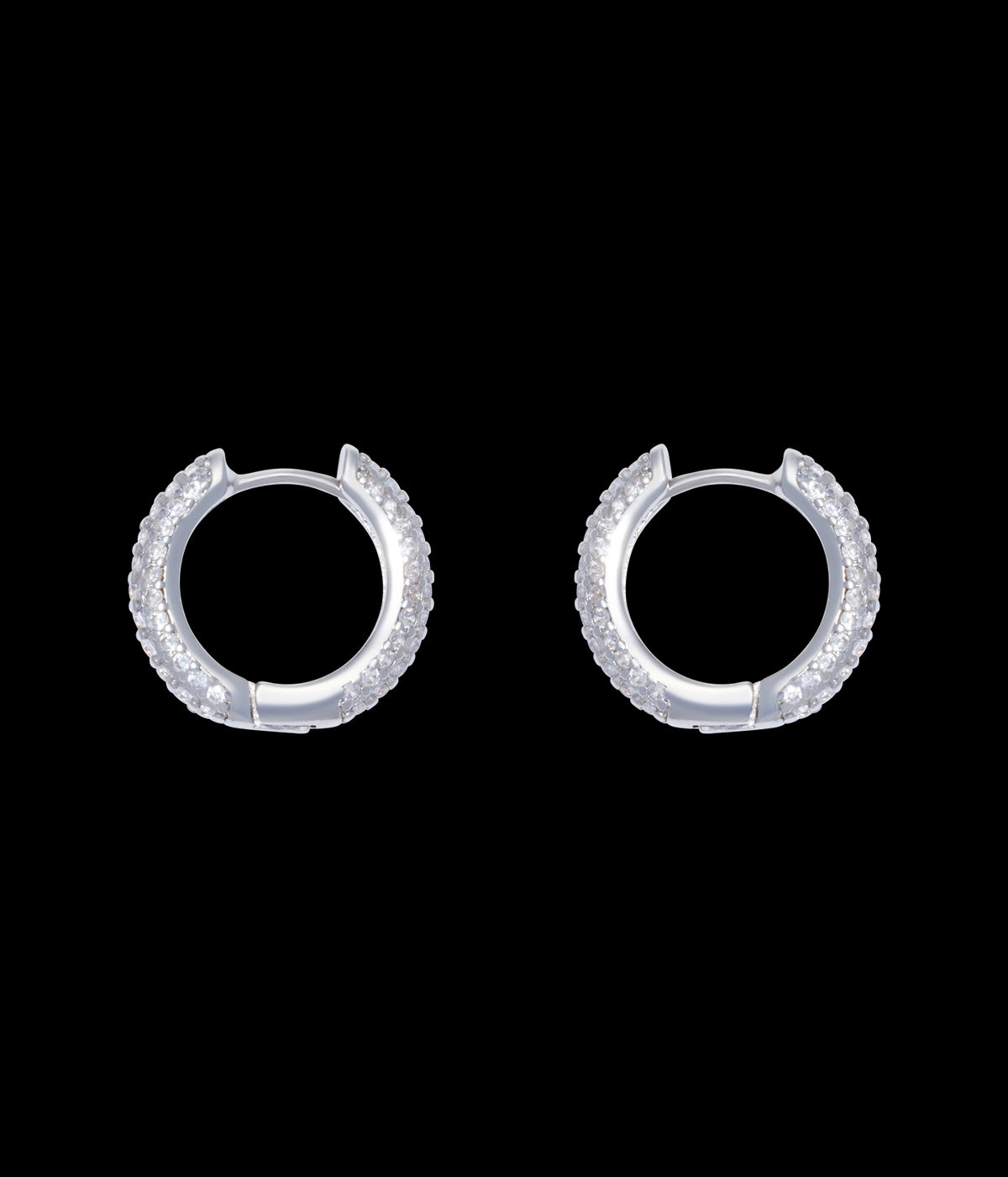 Pave Huggie Hoops in Silver