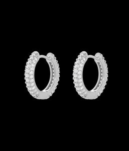 Pave Huggie Hoops in Silver