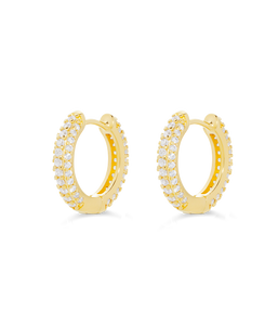 Pavé Huggie Hoops in Gold - Loren Hope