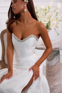 The Linda Dress in White Windsor Brocade