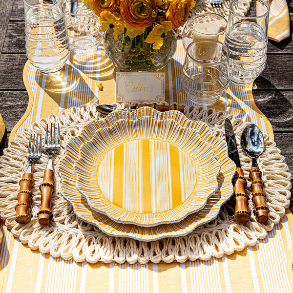Juliska Straw Loop Oval Placemat in Whitewash, Set of 4