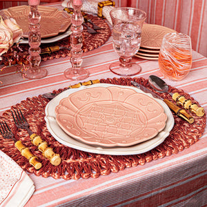 Straw Loop Oval Placemat in Coral