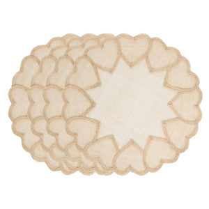 Heart Placemat in Natural, Set of 4