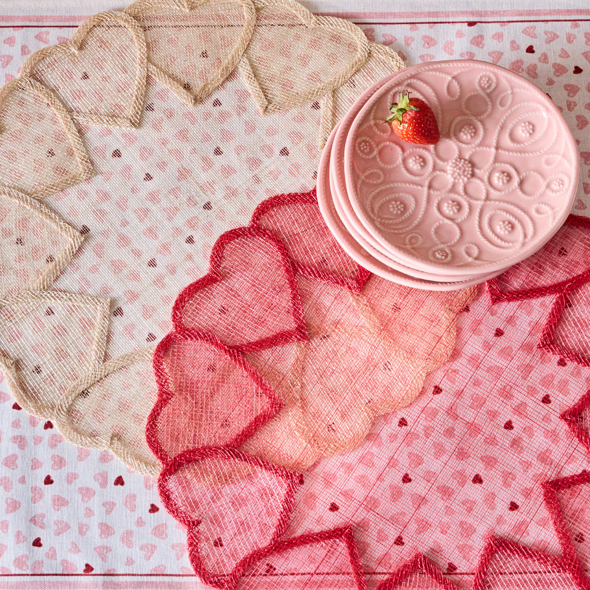 Heart Placemat in Pink, Set of 4