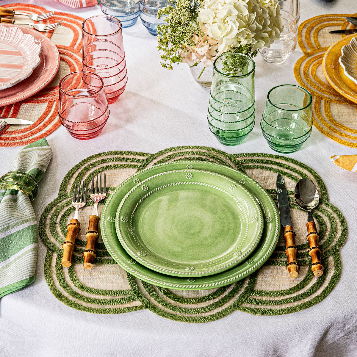 Scallop Stripe Placemat in Seagrass, Set of 4