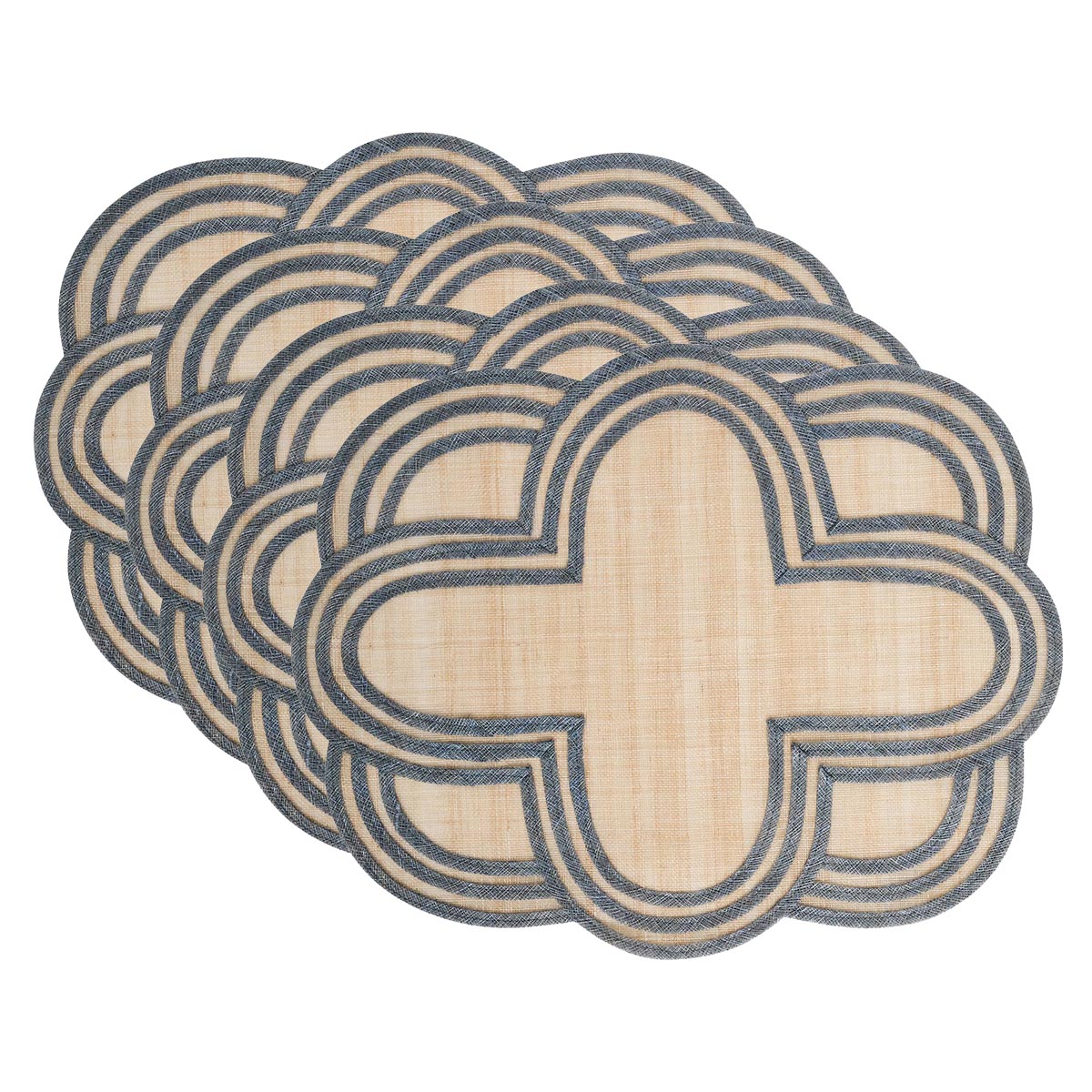 Scallop Stripe Placemat in Chambray, Set of 4