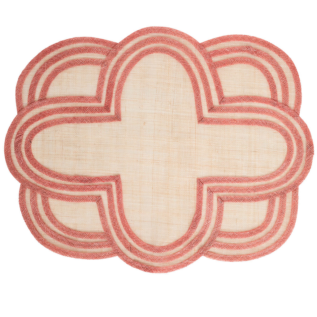 Scallop Stripe Placemat in Coral, Set of 4