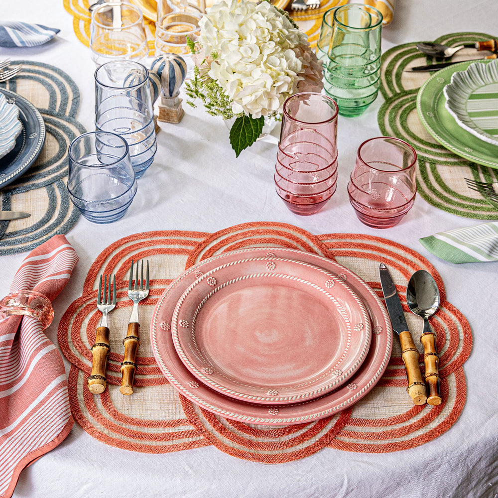 Scallop Stripe Placemat in Coral, Set of 4