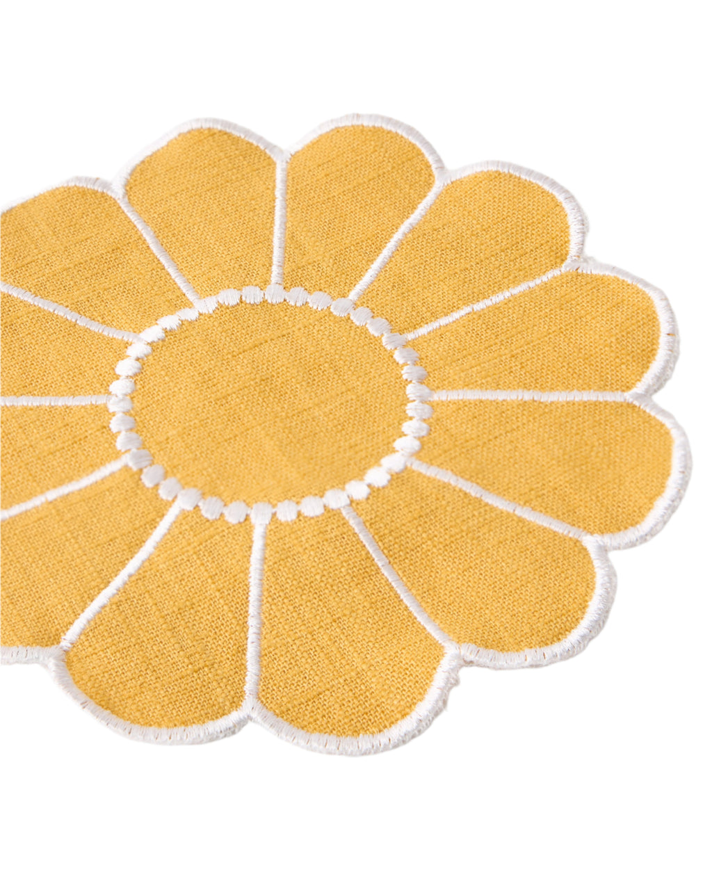 Floral Embroidered Bread Basket Liner in Yellow