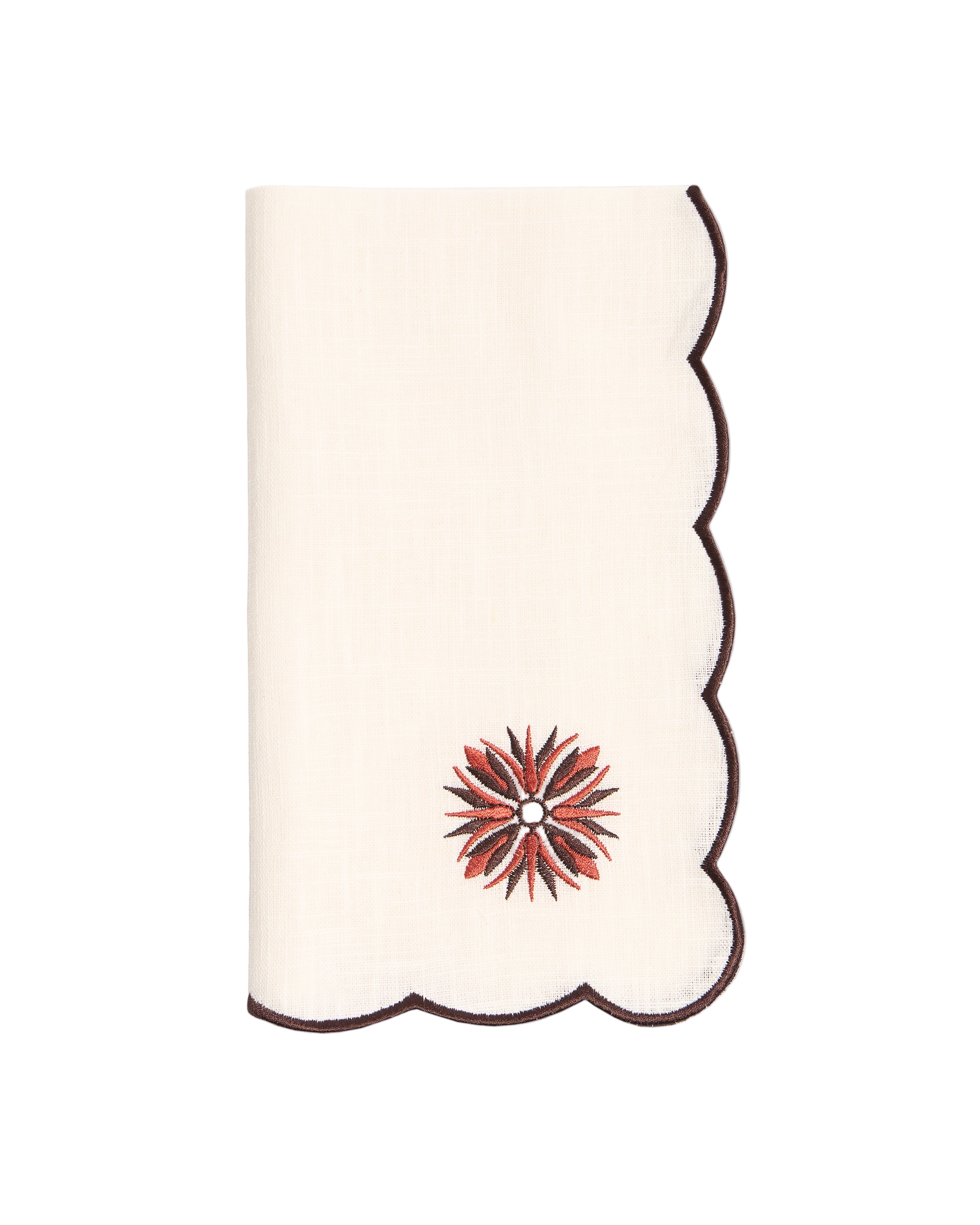 Botanica Embroidered Napkin Terracotta in White/Burgundy