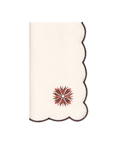Botanica Embroidered Napkin Terracotta in White/Burgundy