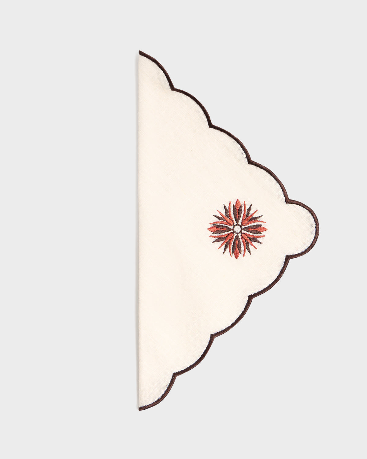 Botanica Embroidered Napkin Terracotta in White/Burgundy