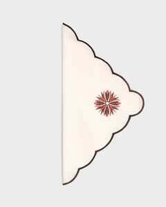 Botanica Embroidered Napkin Terracotta in White/Burgundy