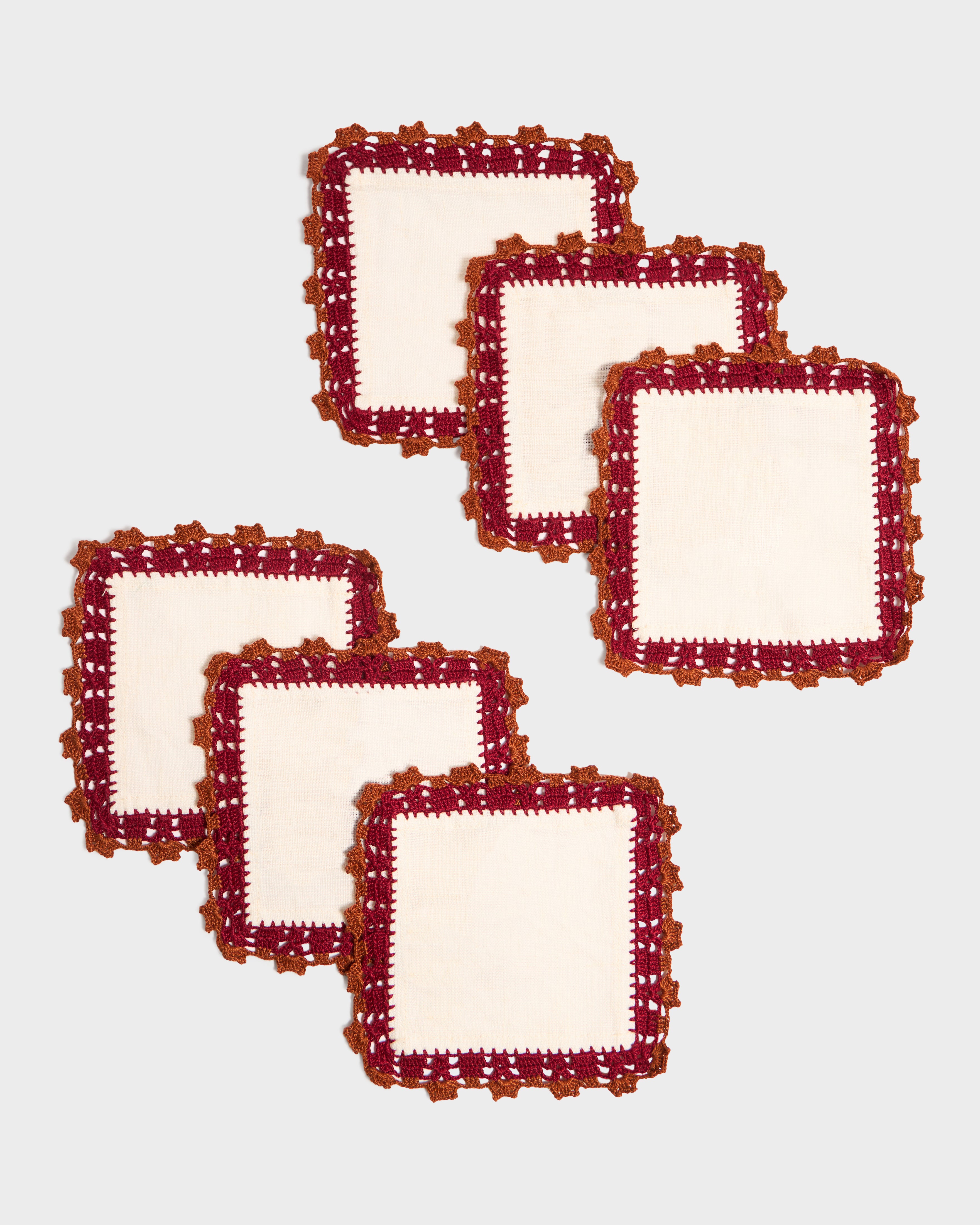 Crochet Embellished Cocktail Napkins, Set of 6
