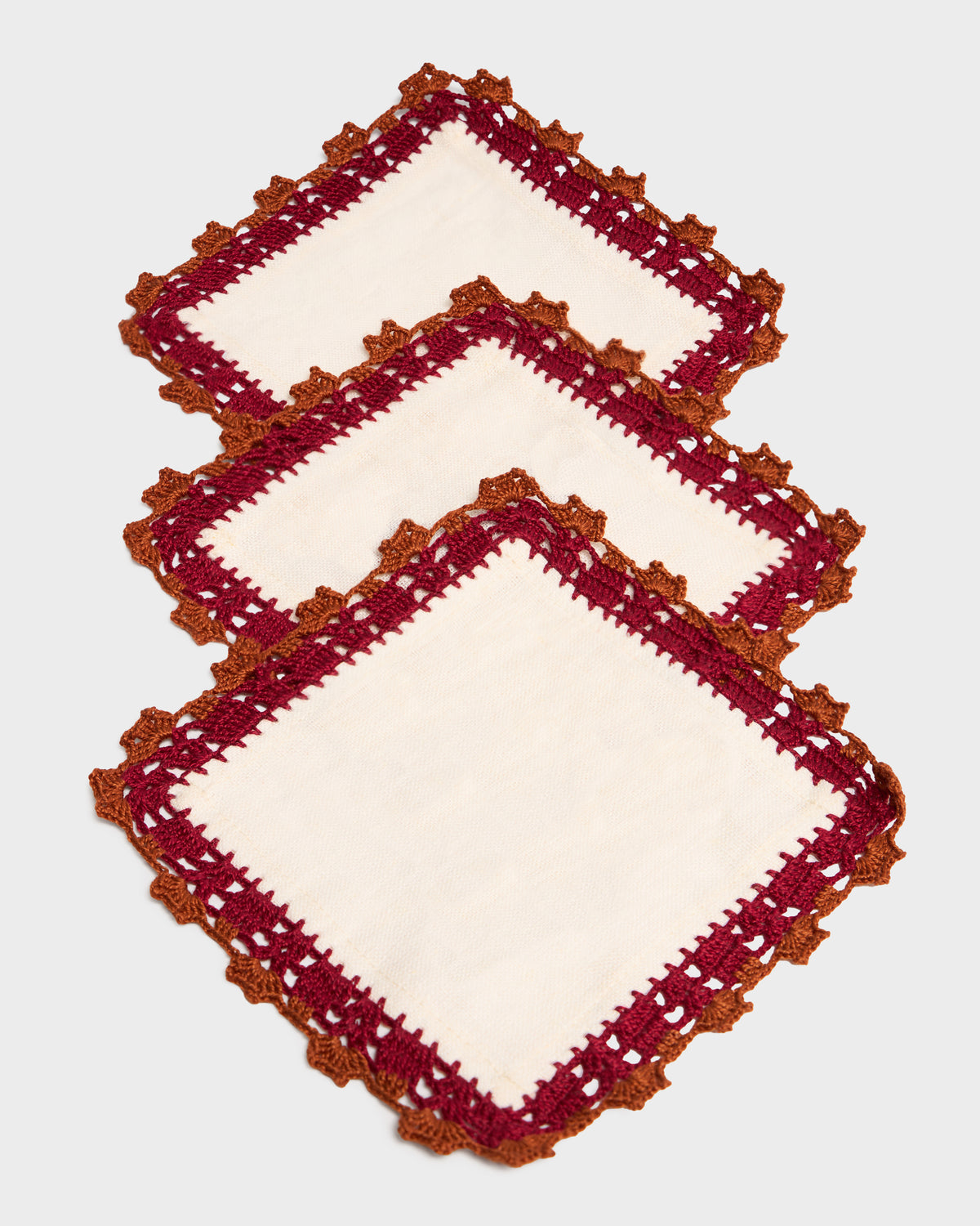 Crochet Embellished Cocktail Napkins, Set of 6
