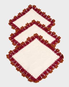 Crochet Embellished Cocktail Napkins, Set of 6