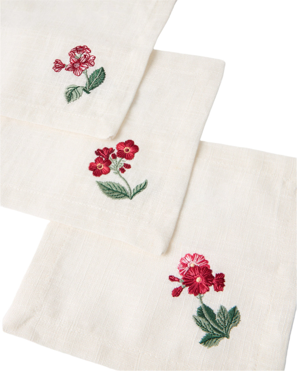 Floral Medley Embroidered Cocktail Napkins, Set of 6
