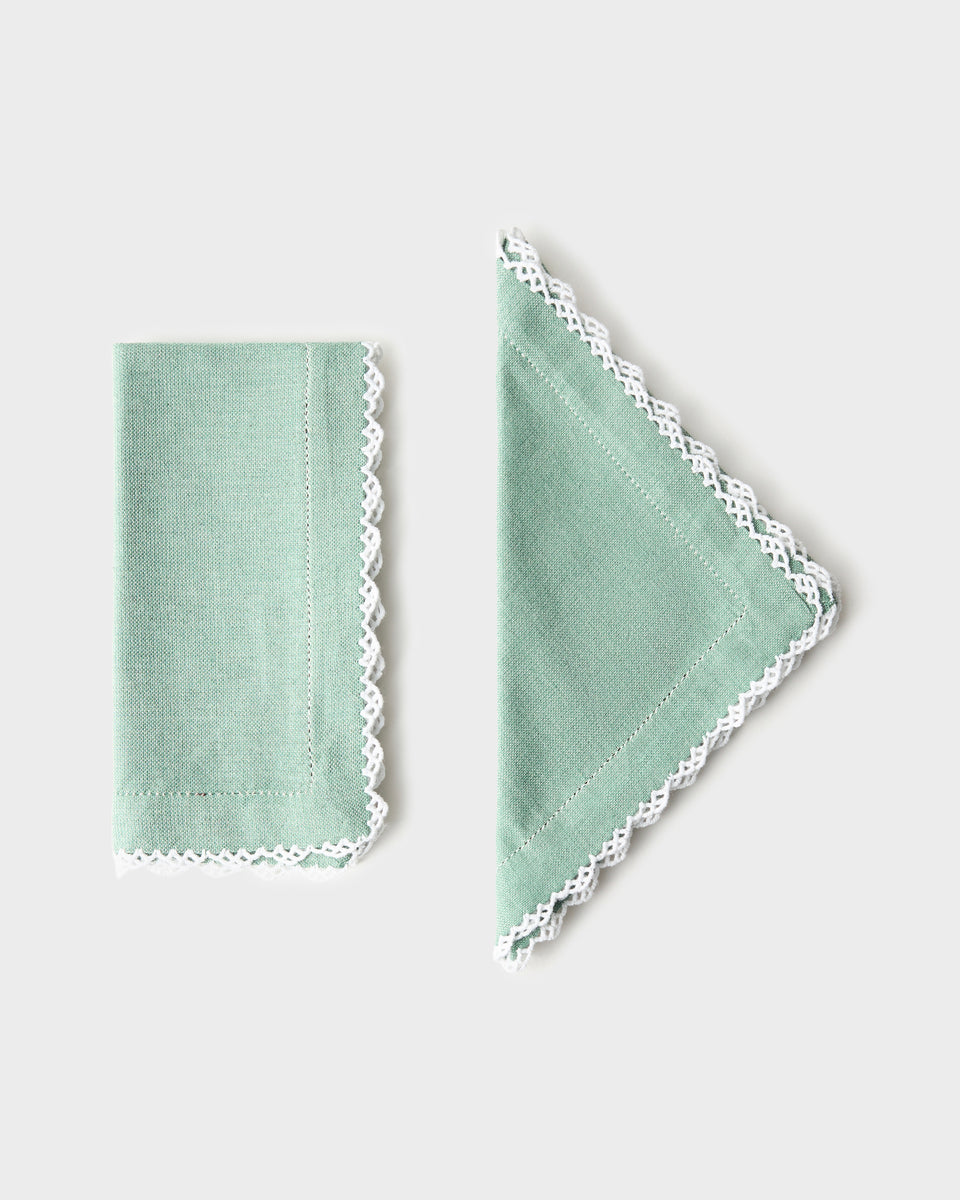 Beatrice Napkins, Green and White (Set of 2)