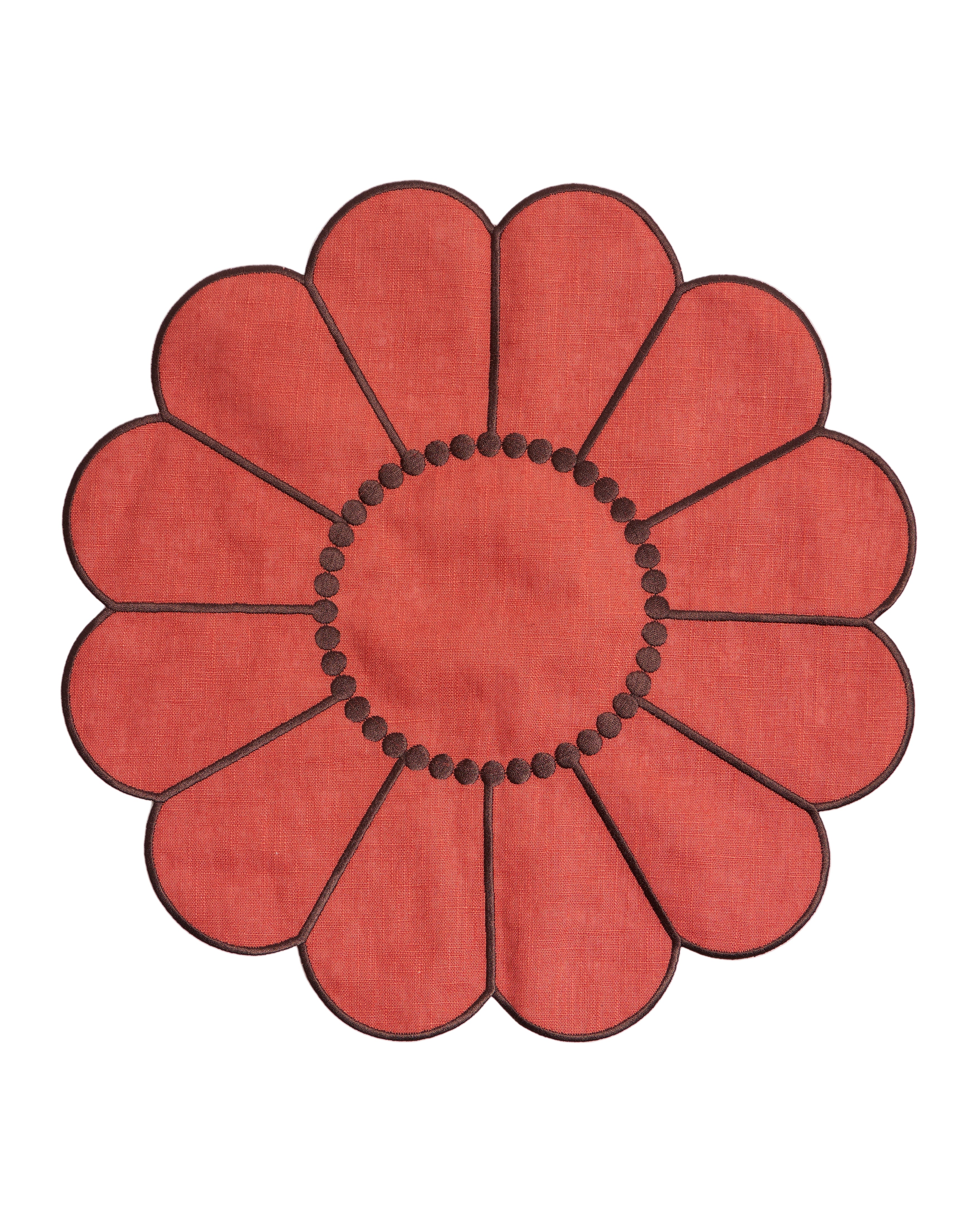 Floral Embroidered Placemat in Terracotta
