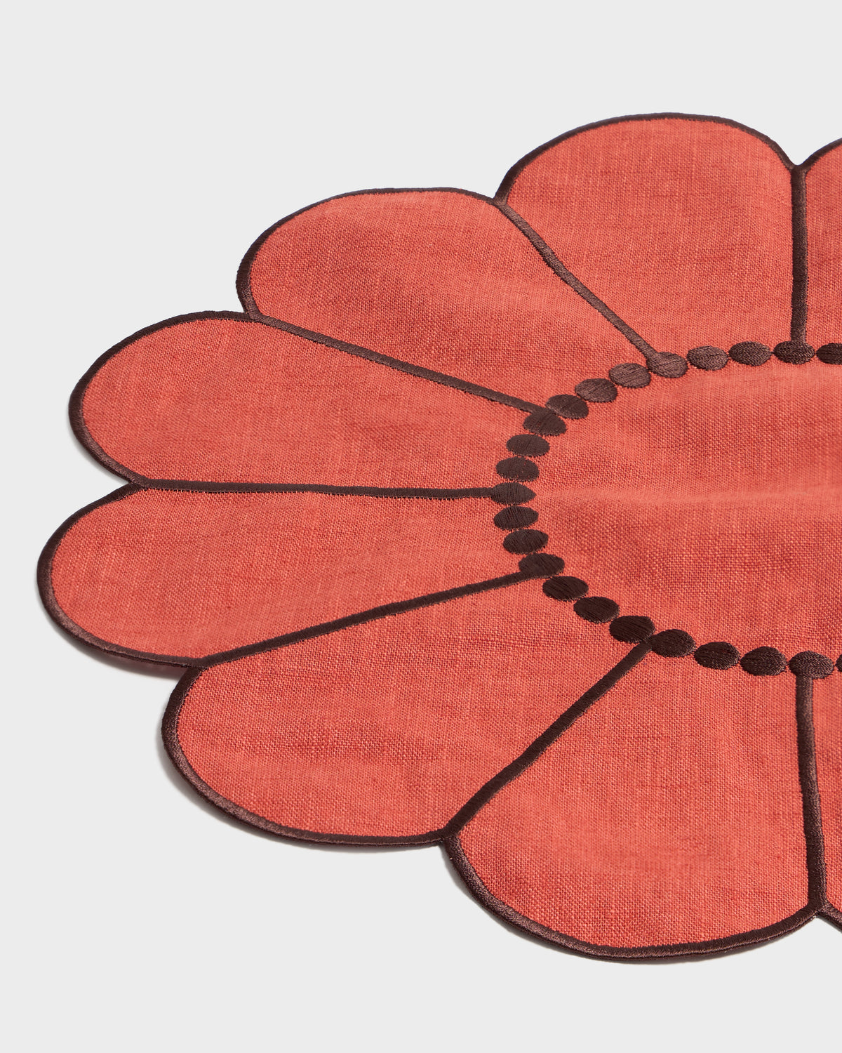 Floral Embroidered Placemat in Terracotta