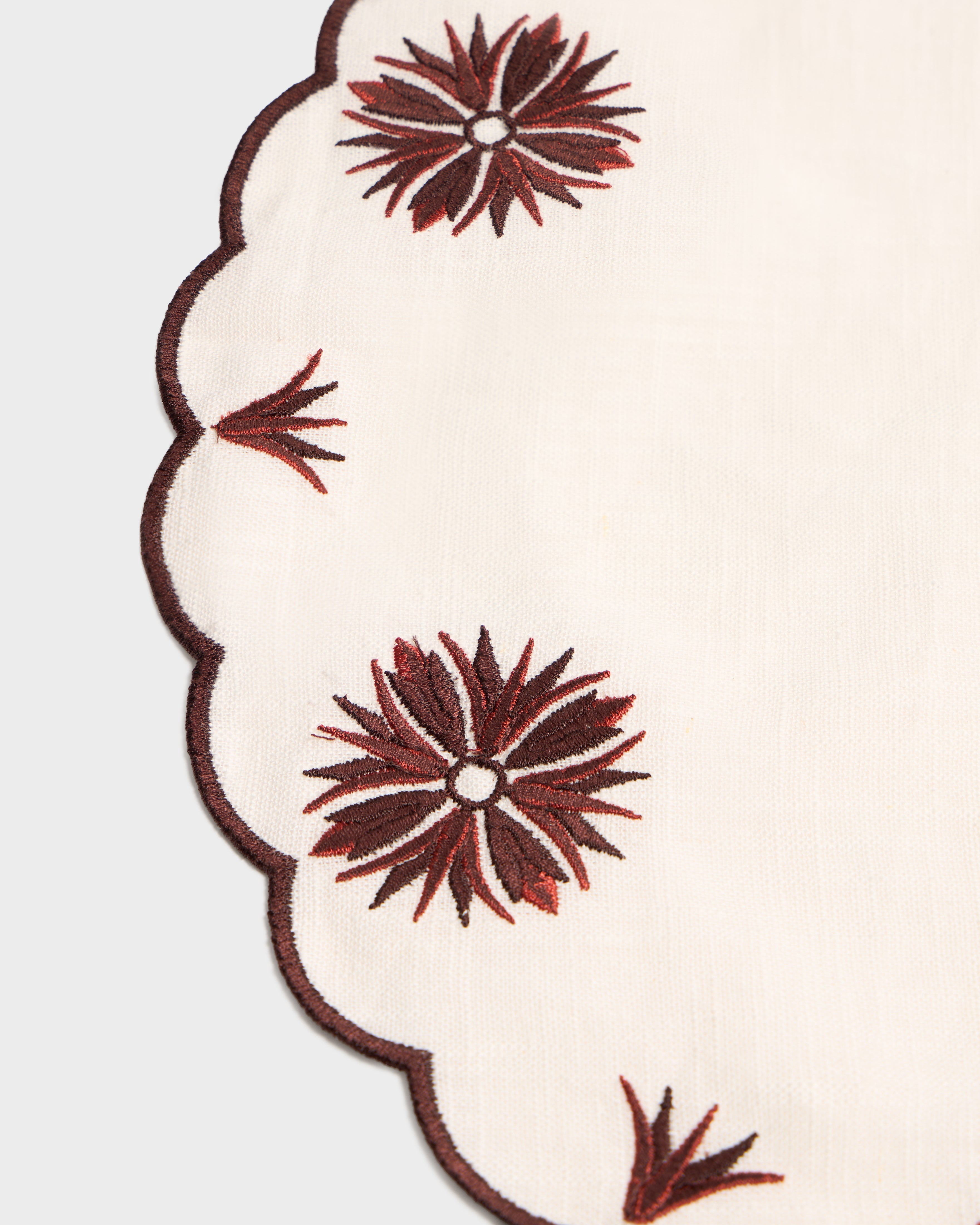 Botanica Embroidered Round Placemat Terracotta White/Burgundy
