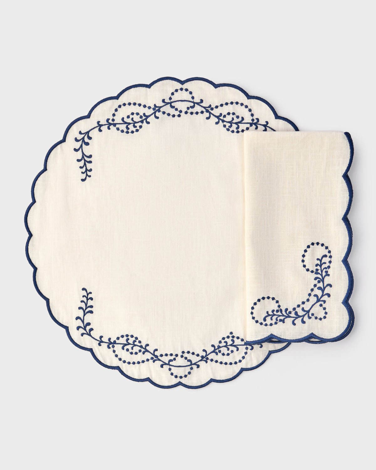 Jackie Embroidered Napkin in Blue