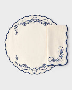 Jackie Embroidered Napkin in Blue