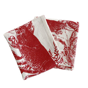 Red Lobsters Kitchen Towels, Set of 2