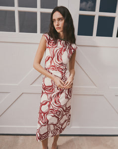 Aurora Dress in Cream/Redwood Multi