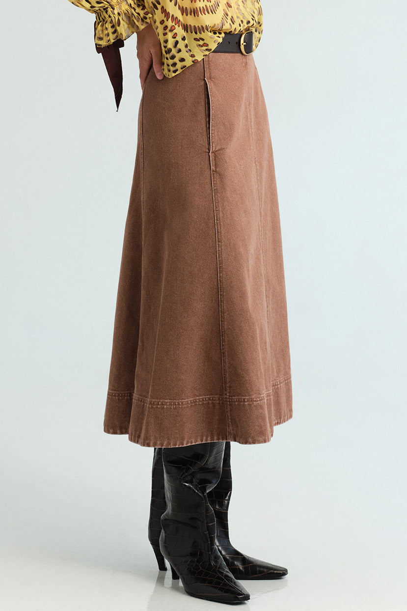 Aisha Skirt in Taupe Denim