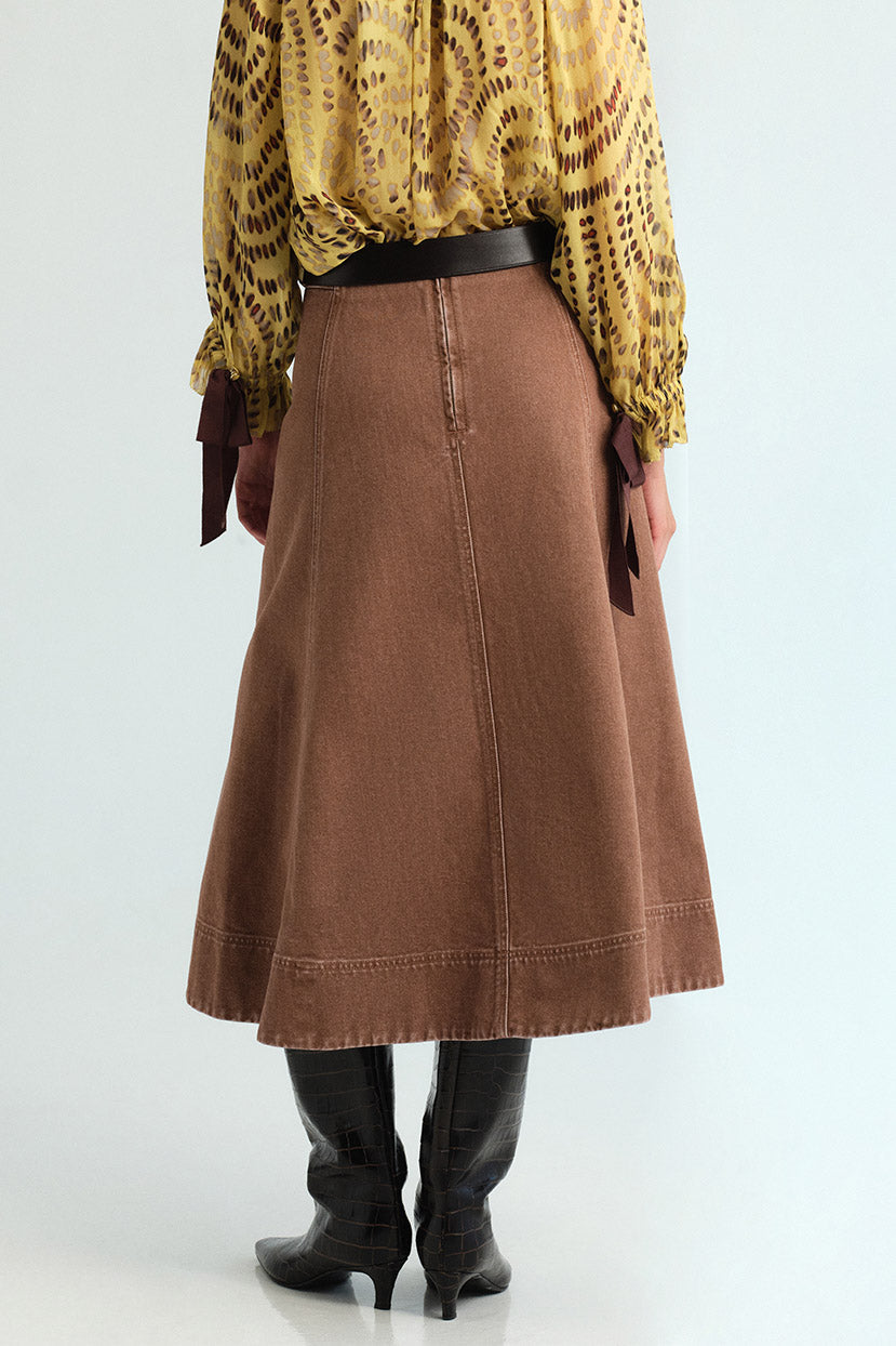 Aisha Skirt in Taupe Denim