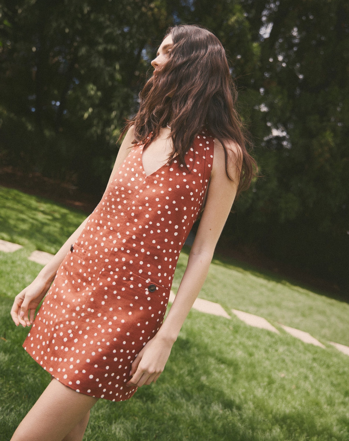 Natalie Dress in Terracotta/Cream Multi