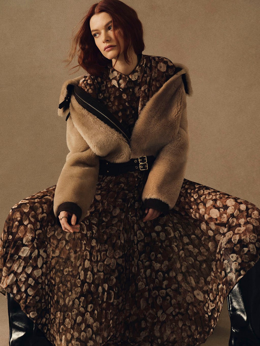 Finch Midi Dress in Galets Brown