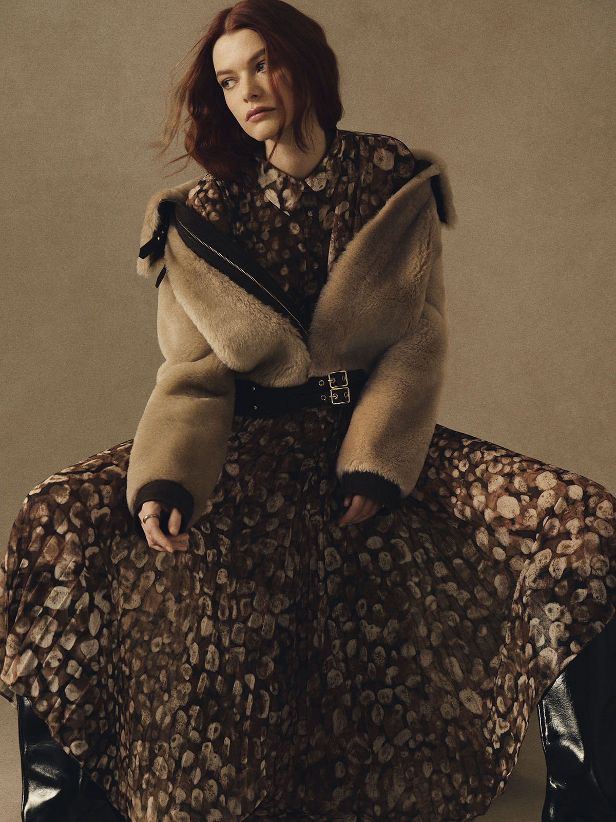 Finch Midi Dress in Galets Brown