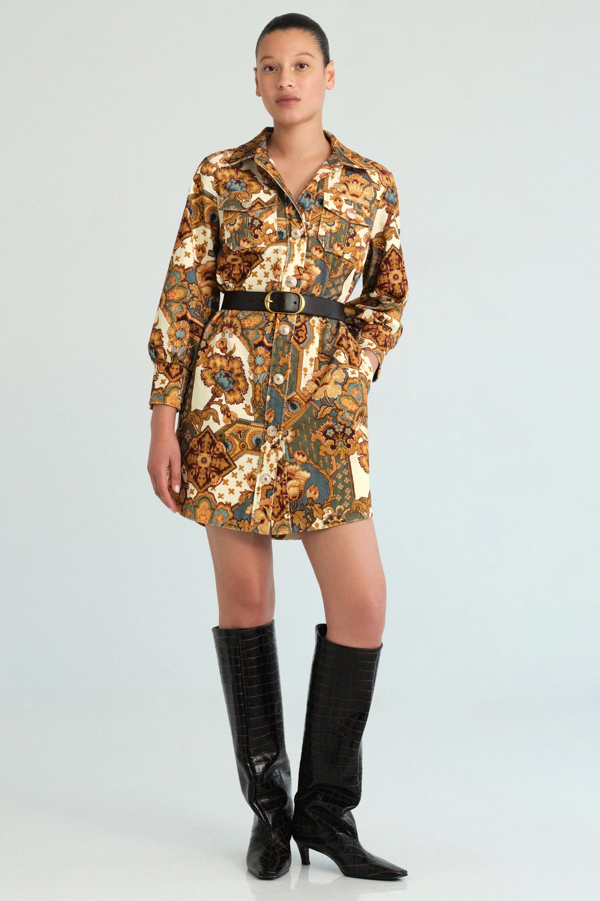 Villena Dress in Vintage Patchwork Blue