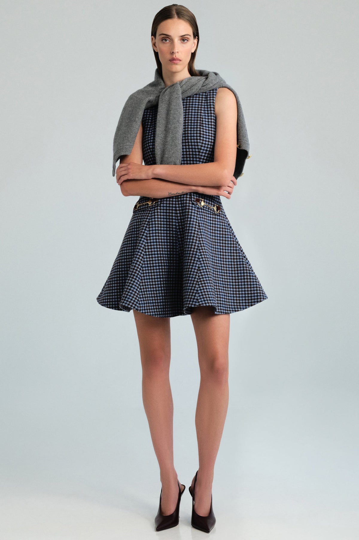 Burns Dress in Edmound Plaid Blue