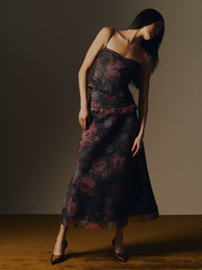 Floral Denim Bustier in Multi