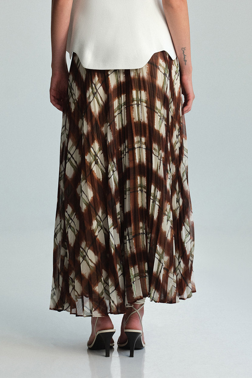 Otta Skirt in Painted Plaid Brown
