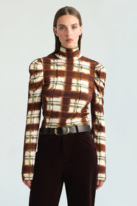 Chira Top in Painted Plaid Brown