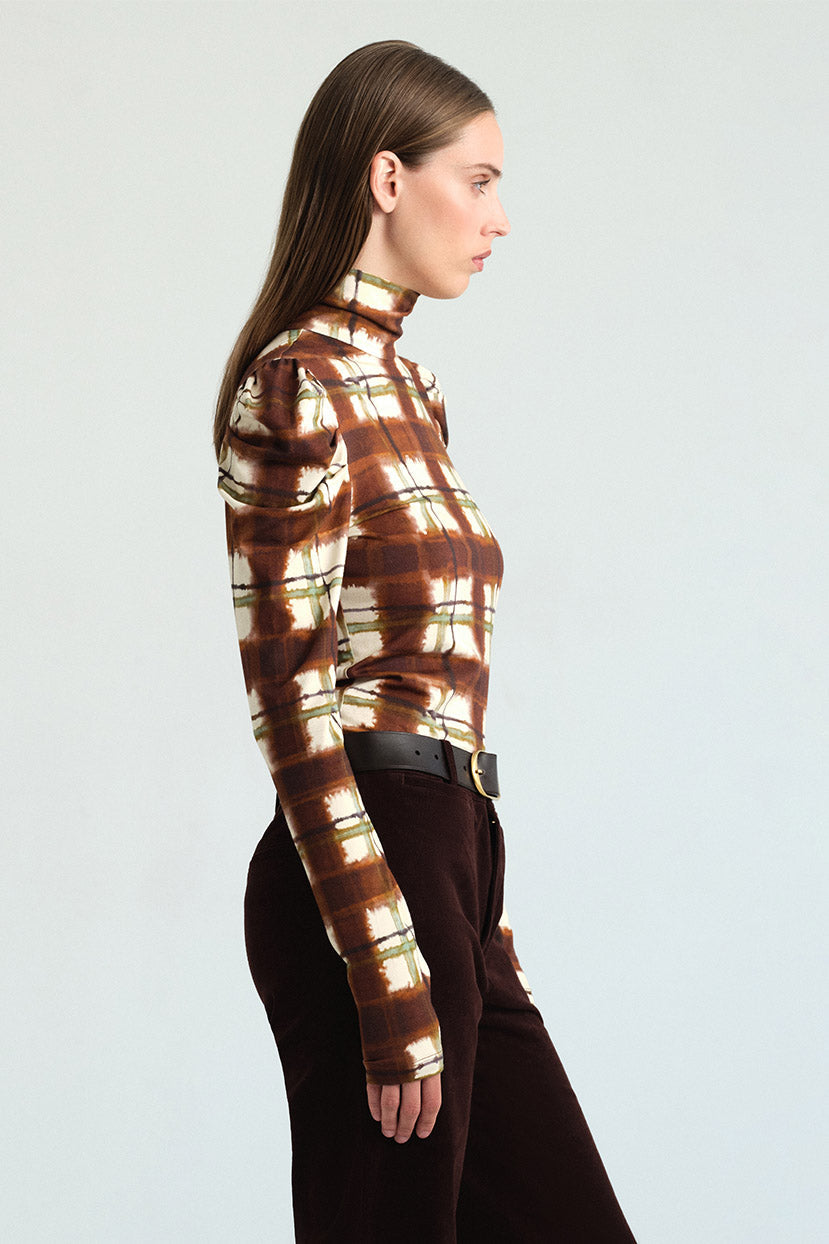 Chira Top in Painted Plaid Brown