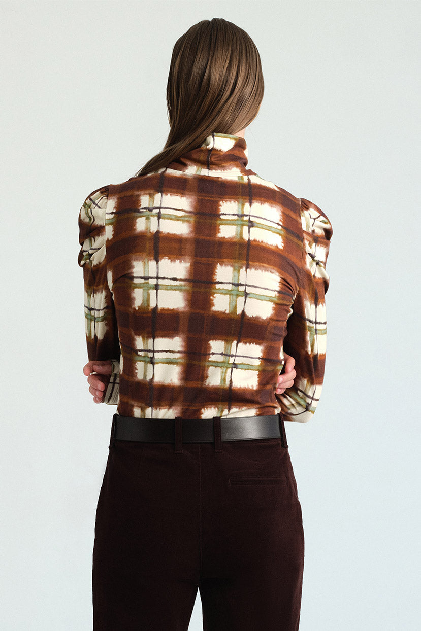 Chira Top in Painted Plaid Brown